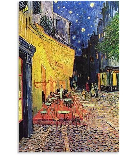 ゴッホ風 夜のカフェテラス 額縁付き 油彩アート 絵画 インテリア A.キャンバス 額縁付「ゴッホ “夜のカフェテラス”」 | Art work shop